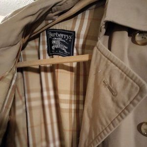 Trench Coat Vintage Men's  Short Wool Nova Check Lining Gabardine